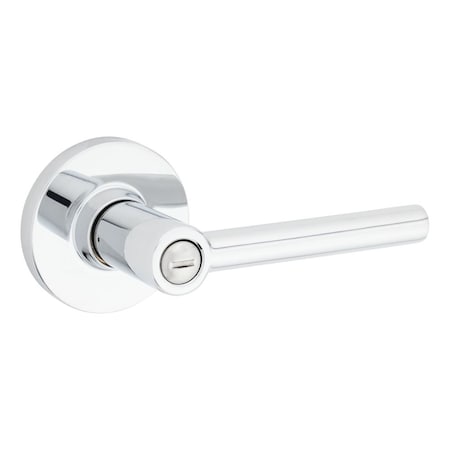 Safelock Reminy Lever Round Rose Push Button Privacy Lock with RCAL Latch and RCS Strike Bright Chrome SL4000RELRDT-26